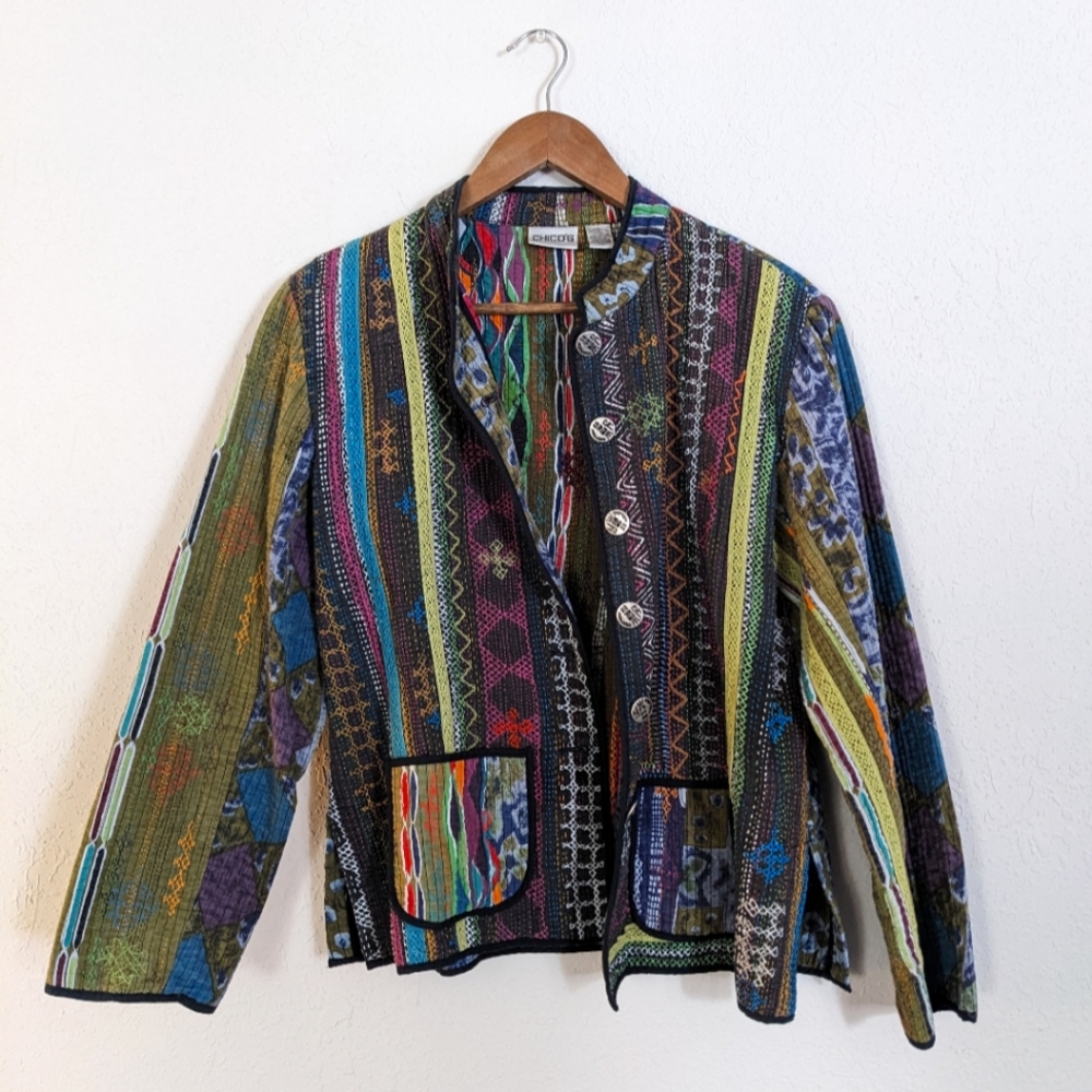 Chicos Vibrant Quilted Jacket